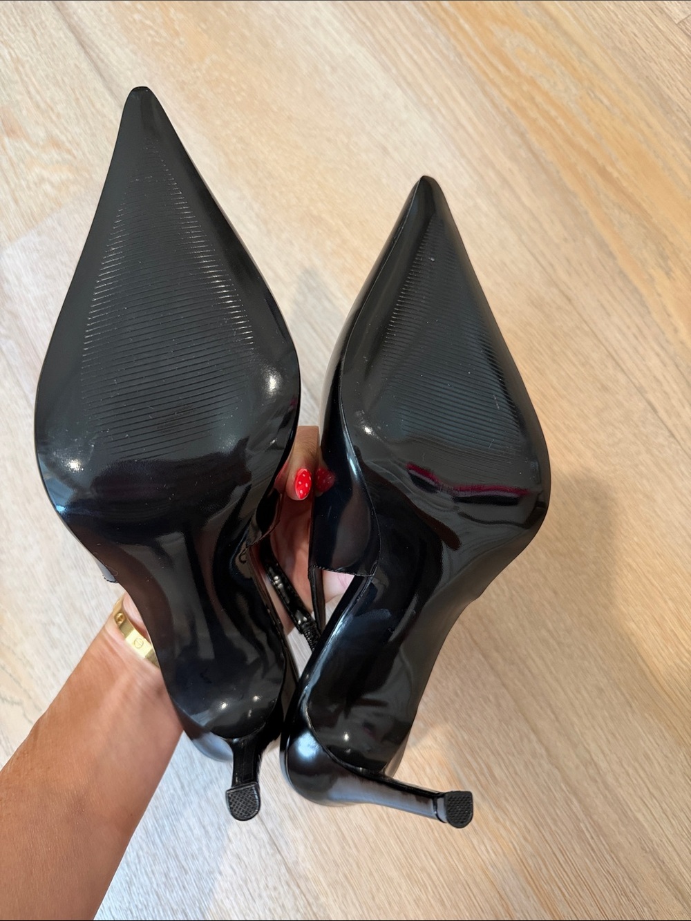 Steve Madden REYES Black Patent Pointed Slingback Heels 8 - Picture 6 of 6
